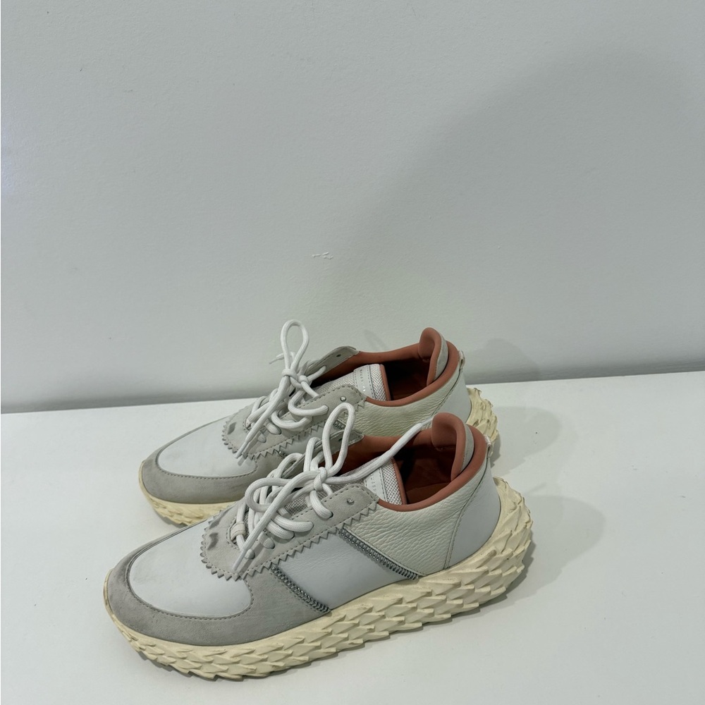 Giuseppe Zanotti White and Cream Sneakers with Chunky Sole